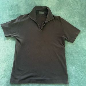 Zanone Black Zip Shirt Sleeve Polo